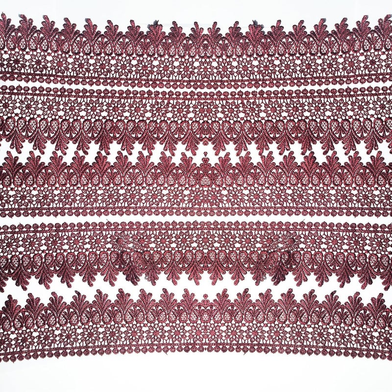 DKKUAYANGUP (Burgundy Floral Lace Trim - 5 Yards, 9cm Wide | Wedding Dress Embellishment, Gift Packaging, Party Decor | DIY Sewing & Craft Supplies - Image 4